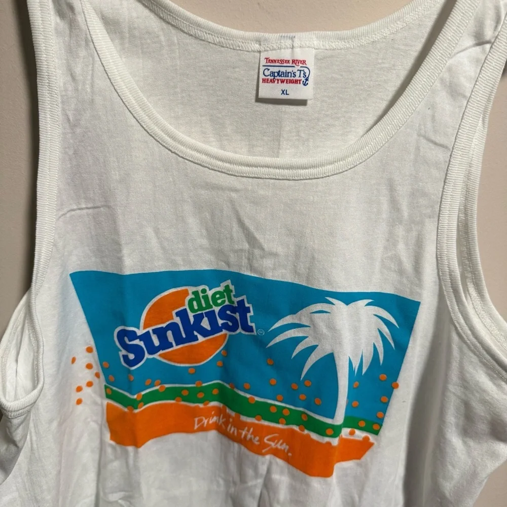 Vintage Captain’s T Heavyweight White Tank Sunkist Tennesse River 1980’s Size XL